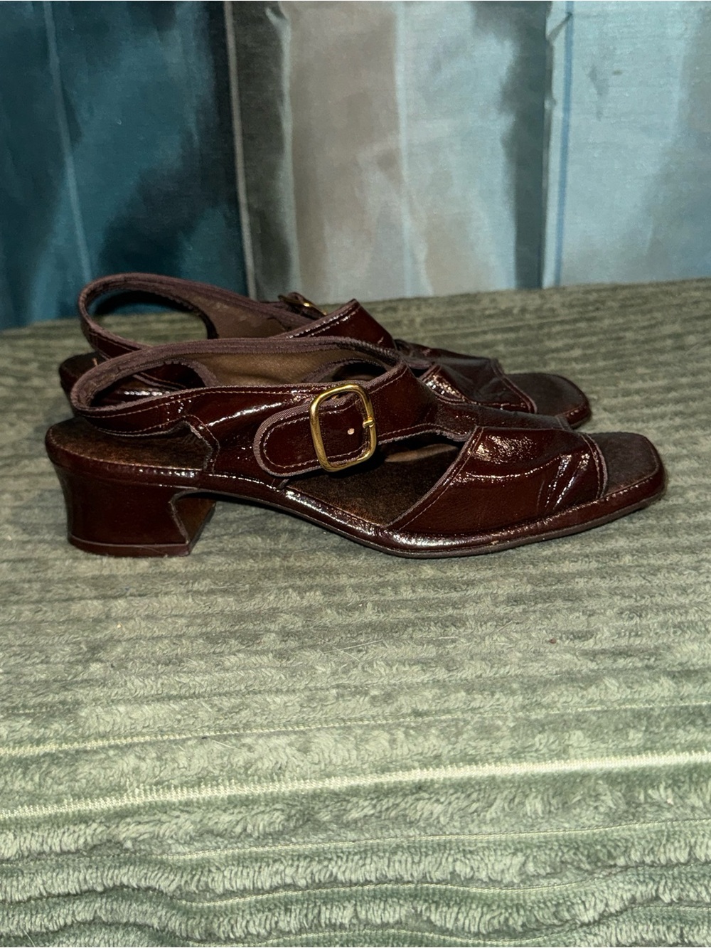 Women's Brown Low Block Heel Slingback Sandals